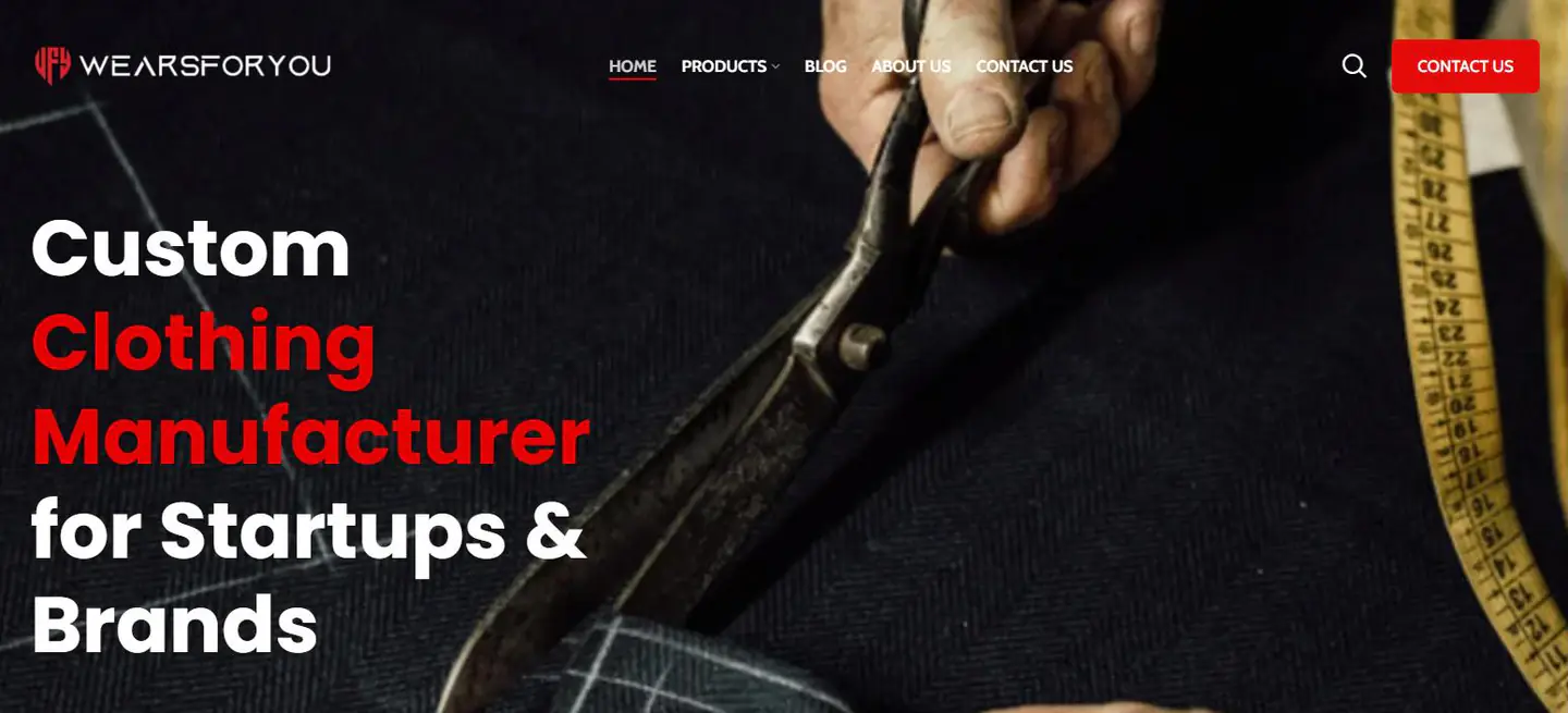 Wears For You custom apparel manufacturer website homepage built by MarkLogix