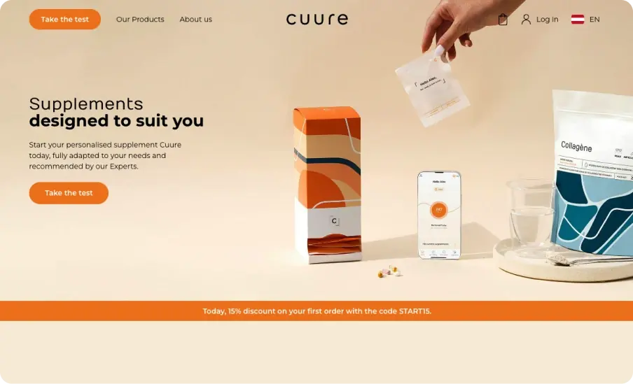 Cuure, a live subscription commerce website built and running on Bubble.io